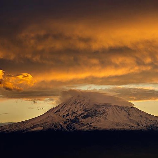 #Ararat mountain at #sunset covered with #clouds #Armenia